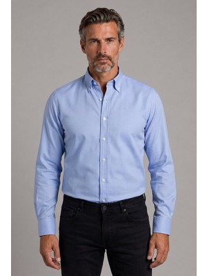 Bisse Mavi Regular Fit Pamuk Oxford Spor Gömlek GMOK2PB01352_D35