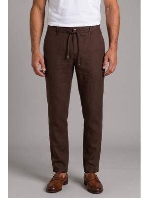 Bisse Kahve Keten Jogger Ipli̇ Spor Pantolon PNS26Y26110_C11