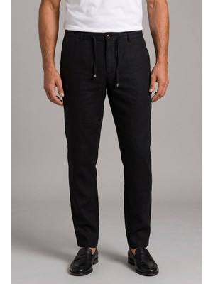 Bisse Siyah Keten Jogger Ipli̇ Spor Pantolon PNS26Y26109_D-90