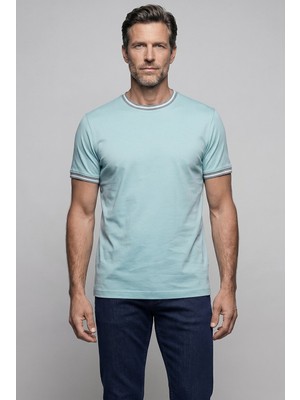 Bisse Su Yeşili  Bi̇si̇klet Yaka Şeri̇tli̇ T-Shirt BSTS26Y26300_D78