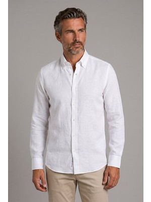 Bisse Beyaz Grubu Regular Fit Keten Gömlek GMKTN4PAL224020_D01