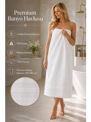 Taya Home Premium Banyo Havlusu 100X180 cm %100 Pamuk 1100 Gram Pitikare Desenli Ihracat Kalite Havlu