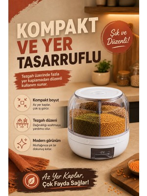 SHC4200 Pirinç Mercimek Makarna Için 6 Hazneli Kuru Gıda Saklama Kutusu Dağıtıcı Hazneli