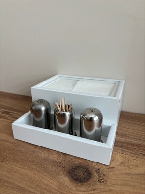 Empressco Mimoza Baharatlık Bölmeli Ahşap Masaüstü Peçetelik 1 Adet Restaurant Dispenser Beyaz [baharatlıklar Hariç] - Fiyatı, Yorumları