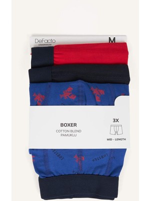 DeFacto Regular Fit Hayvan Baskılı 3'lü Lacivert Boxer Seti C3291AX26SP