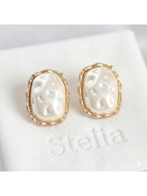 Stelia Gold Renk İnci Model Vintage Kadın Küpe