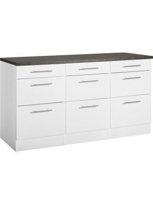 T Designo Tdesigno Anita Mutfak Çekmeceli Alt Modül 180 cm Beyaz Tezgah Dahil TD-ARI-011 Geniş Depolama Alanı ile MDF & Suntalam