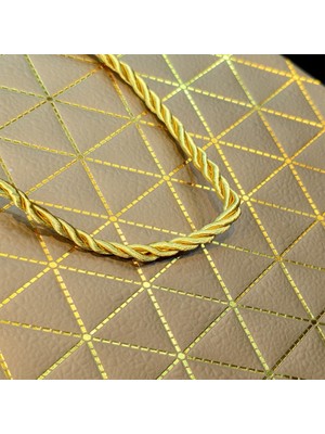 Hereveoyuncak Gold Geometrik Desenli Büyük Boy Karton Hediye Çantasıı