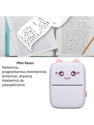 Ozcmax Sevimli Mini Taşınabilir Yazıcı Printerr