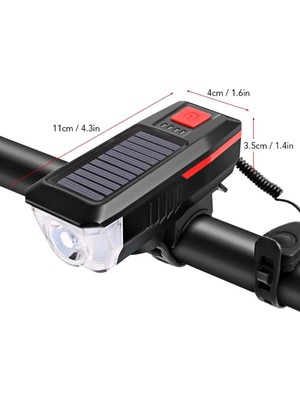 Ozcmax Güneş Enerjili Bisiklet Işıklı Kornaa