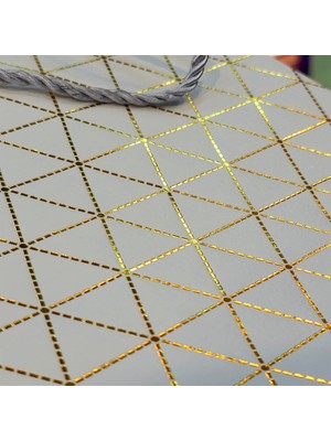 Hereveoyuncak Beyaz Geometrik Desenli Mini Boy Karton Hediye Çantasıı