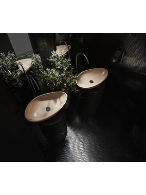 Turkuaz Olive Tezgahüstü Mat Cappuccino Lavabo 61*34 cm