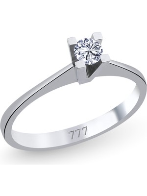 777 Diamond 14 Ayar Altın Pırlanta 0.15 Karat Tektaş Yüzük