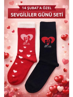 Tibo 2 Çift Burun Dikişsiz 14 Şubat Sevgililer Günü Çorap Seti 1 Kadın 1 Erkek