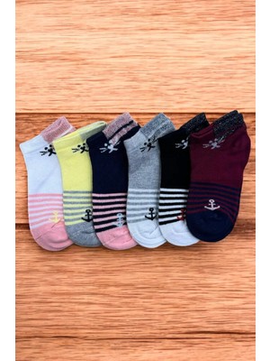 Tibo 6 Çift Bambu Burun Dikişsiz Kedili Simli Çocuk Patik