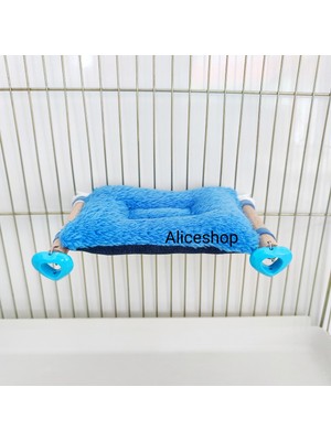 Alice Shop Sultan Sevda Cennet Papağanı ve Muhabbet Kuşları İçin Mavi Kumaş Yatak Hamak Yastık