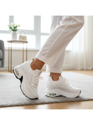 Guja 25Y300-13 Gizli Dolgu Yüksek Taban Taşlı Spor Ayakkabı