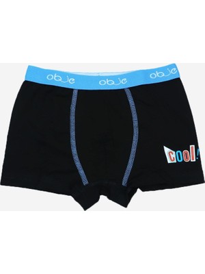 Obje Erkek Çocuk Siyah Dıştan Lastikli Boxer