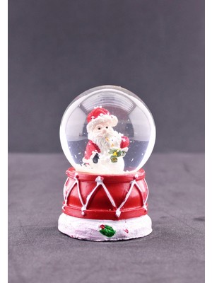Deco Elit Mini Boy Işıklı Noel Baba ve Kardan Adam Temalı Kar Küresi 6.5 cm Kaliteli Cam ve Polyester