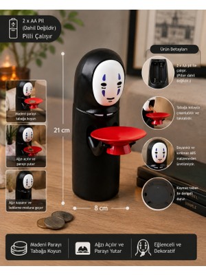 WoodBay No Face Otomatik Para Yiyen Kumbara Pilli Elektronik Kumbara 21 cm Dekoratif Kumbara