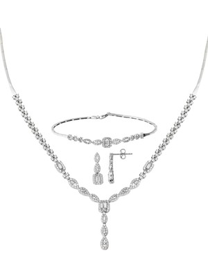 Bilezikci Starlight Baget Taşlı Beyaz Altın Set