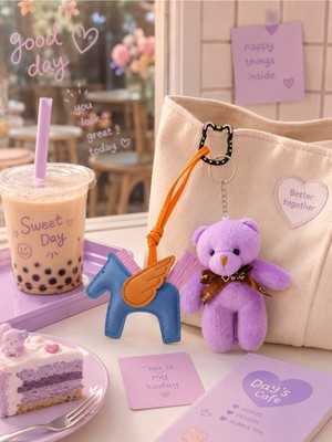 Home Dekor Hediye Sevgiliye Hediye Çanta Aksesuar Peluş Sevimli Ayıcık & Kanatlı At & Kedili Kanca Charm Aksesuar Süsü