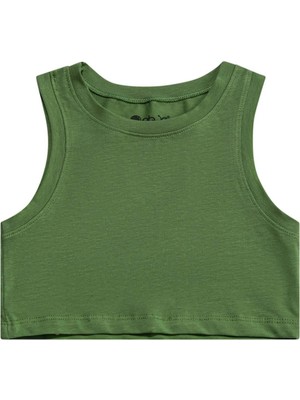 Obje Kız Çocuk Yeşil Cotton Halter Yaka Crop