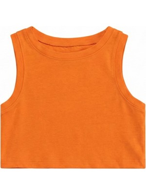Obje Kız Çocuk Turuncu Cotton Halter Yaka Crop