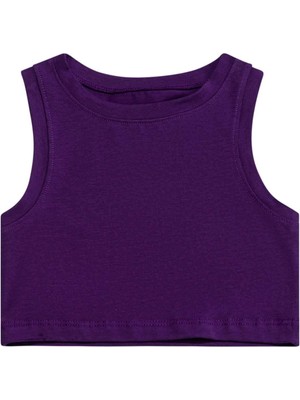 Obje Kız Çocuk Mor Cotton Halter Yaka Crop