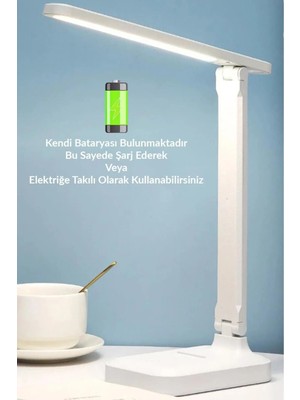 Telvesse Şarjlı Masa Lambası ve Kronometreli Öğrenci Saati 2'li Set Beyaz Plastik Malzeme ile Modern Tasarım