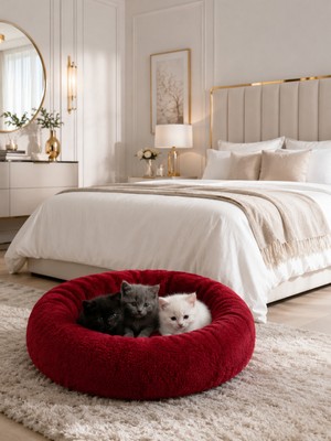 Bir Pati İzi Peluş Ponçik Wellsoft Rahat Yumuşak Kaydırmaz Taban %100 Boncuk Elyaf Kedi ve Köpek Yatağı ve Minderi