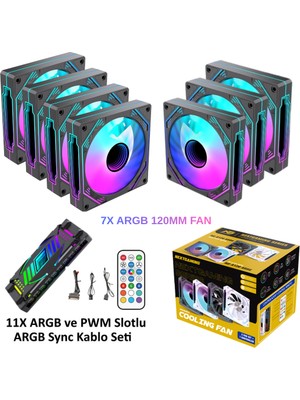 Next Gaming NG-A120B 7 Adet Infinity Mirror Argb Pwm Kasa Fanı 11X Argb Pwm Slot Kontrolcü ve Kumanda Siyah