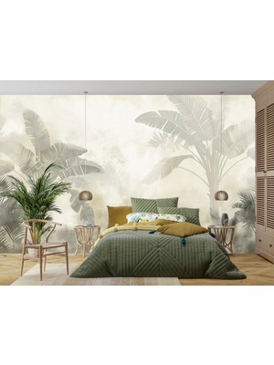 Arterior Wallpaper 160 cm x 100 cm Güneşin Parlaklığında Tropik Ağaçlar Soft Tropikal Poster Duvar Kağıdı