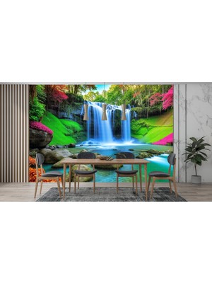 Arterior Wallpaper 180 cm x 100 cm Vibrant Renkli Şelale Doğa Manzarası Poster Duvar Kağıdı