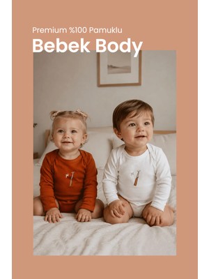 İlays Babywearing Premium %100 Pamuklu Çıt Çıtlı Nakışlı Uzun Kollu Bebek Zıbın Body 2li Set Takım