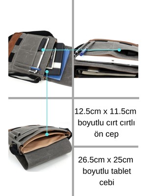 Old Cotton Cargo 7112 Postacı Omuz Çantası Bayan ve Erkek Için Çapraz Su Geçirmez Mumlu Kanvas Çok Bölmeli Gözlü Okul Tablet Çanta