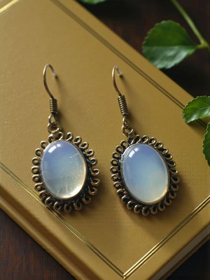 Halley Concept Oval Opal Taşlı Sallantılı Pirinç Küpe