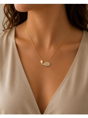 Adata Jewelry Fatma Ana Eli Çelik Taşlı Kolye Sarı