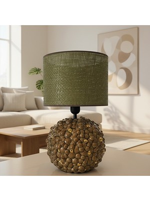 Ottiotte Gild-Black Haki Hasır Başlıklı Modern Masa Lambası Abajur