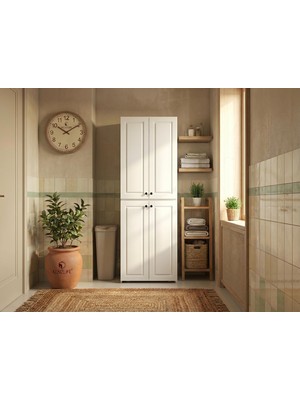 Kenz Life Kenzlife Membran Çamaşır-Kurutma Makinesi Dolabı Roksana Byzbyz Çerçeve 180*70*60 Mebran Kapak Suntalam Gövde Banyo Çift Katlı Arkalıksız