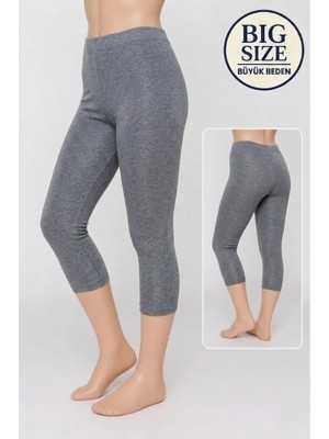Altınay Büyük Beden Pamuklu Kadın Tayt Yüksek Bel Kapri Rahat Esnek Toparlayıcı - Plus Size Capri Leggings - 5060