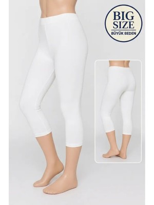 Altınay Büyük Beden Pamuklu Kadın Tayt Yüksek Bel Kapri Rahat Esnek Toparlayıcı - Plus Size Capri Leggings - 5060