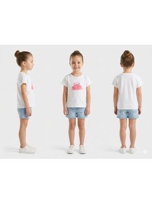 Benetton  Kız Çocuk Bisiklet Yaka T-Shirt