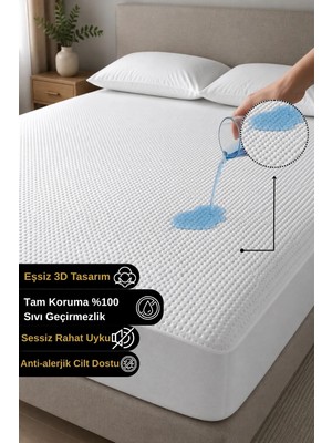 3d-fitted %100 Sıvı Su Geçirmez Tek-çift Kişilik Sessiz Full Kenar Alez Yatak Koruyucu Çocuk Alezi 140x200 cm