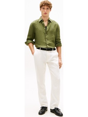 Tommy Hilfiger Pıgment Dyed Lı Solıd Rf Shırt Erkek Yeşil Gömlek - MW0MW41530