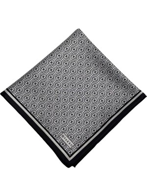 Vakko Tivil Monogram Ipek Eşarp 41408-BEYAZ-SIYAH