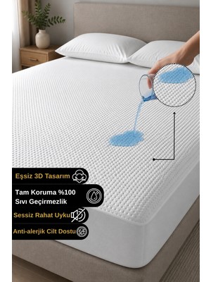 Senpai Home  3d-Fitted Dört Mevsim Anti-Alerjen  Sıvı Geçirmez Kabartmalı Yumuşak Yüzeyli Alez 90x190 cm