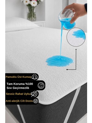 Home Terry-ped Pamuklu %100 Sıvı Su Geçirmez Tek-çift Kişilik Köşe Lastikli Alez Yatak Koruyucu 90x190 cm