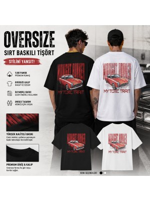 Tişört Kodu Midnight Runner Oversize Arka Baskılı Tişört – Vintage Car Streetwear Tee