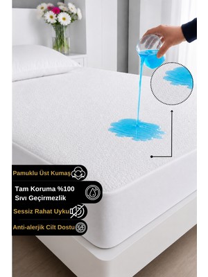 Terry-fitted Pamuklu Sıvı Su Geçirmez Tek-çift Kişilik Yatak Koruyucu Çarşaf Alezi Bebek Çocuk Alezi 90x190 cm